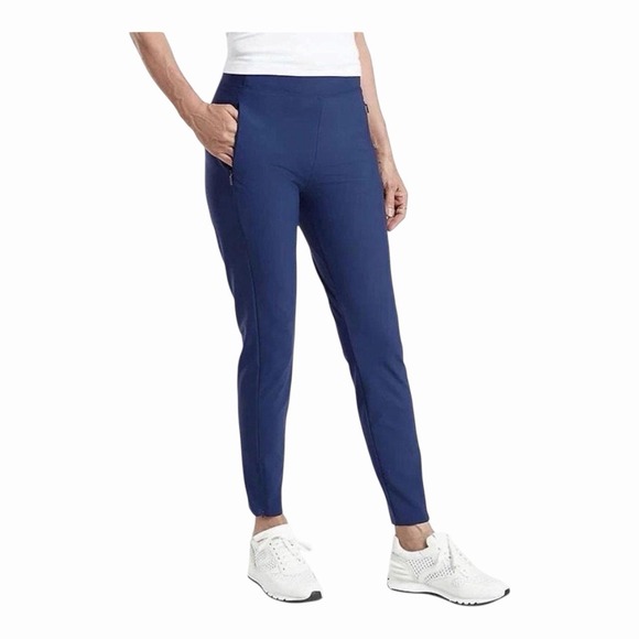 Athleta Pants - Athleta Stellar Tight Leggings Blue Ankle Zip Travel Pants Sz 18